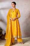 Buy_Masaba_Yellow Kurta And Pant Raw Silk Embroidered V Neck Mystic Set _at_Aza_Fashions