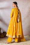 Shop_Masaba_Yellow Kurta And Pant Raw Silk Embroidered V Neck Mystic Set _at_Aza_Fashions