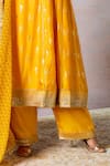 Masaba_Yellow Kurta And Pant Raw Silk Embroidered V Neck Mystic Set _Online_at_Aza_Fashions