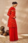 Buy_Masaba_Red Crepe Silk Printed Trinket High Neck Anarkali Tunic And Pant Set _Online_at_Aza_Fashions