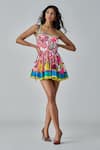 Shop_Saaksha & Kinni_Multi Color Habutai Printed Paisley Sweetheart Ballarina Dress_Online_at_Aza_Fashions