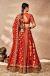 Shop_Masaba_Orange Lehenga And Blouse Raw Silk Printed Foil Square Embroidered Set _at_Aza_Fashions