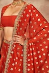 Masaba_Orange Lehenga And Blouse Raw Silk Printed Foil Square Embroidered Set _Online_at_Aza_Fashions