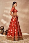 Shop_Masaba_Orange Lehenga And Blouse Raw Silk Printed Foil Square Embroidered Set _Online_at_Aza_Fashions