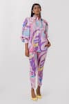 Buy_Pop Sugar_Multi Color 100% Cotton Printed Abstract Collar Pop Sugar Shirt With Pant _at_Aza_Fashions