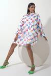 Shop_Pop Sugar_Multi Color 100% Cotton Printed Floral Collar Art Shirt Dress _at_Aza_Fashions