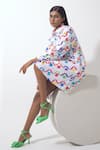 Pop Sugar_Multi Color 100% Cotton Printed Floral Collar Art Shirt Dress _Online_at_Aza_Fashions