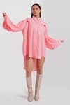 Buy_Pop Sugar_Pink Polyester Embellishment Stone Collar Classic Shirt _at_Aza_Fashions