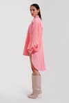 Shop_Pop Sugar_Pink Polyester Embellishment Stone Collar Classic Shirt _at_Aza_Fashions