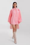 Pop Sugar_Pink Polyester Embellishment Stone Collar Classic Shirt _Online_at_Aza_Fashions