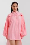 Buy_Pop Sugar_Pink Polyester Embellishment Stone Collar Classic Shirt _Online_at_Aza_Fashions