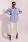 Buy_Pop Sugar_Blue 100% Cotton Printed Stripped Collar Flora Embroidered Shirt _at_Aza_Fashions