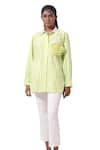 Pop Sugar_Green 100% Cotton Printed Stripped Collar Floral Patch Pocket Shirt _Online_at_Aza_Fashions