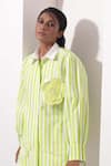 Buy_Pop Sugar_Green 100% Cotton Printed Stripped Collar Floral Patch Pocket Shirt _Online_at_Aza_Fashions