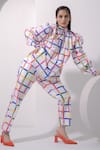 Shop_Pop Sugar_Multi Color 100% Cotton Printed Checks Closed Round Oversized Top With Pant _at_Aza_Fashions