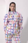 Pop Sugar_Multi Color 100% Cotton Printed Checks Closed Round Oversized Top With Pant _Online_at_Aza_Fashions