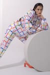 Shop_Pop Sugar_Multi Color 100% Cotton Printed Checks Closed Round Oversized Top With Pant _Online_at_Aza_Fashions