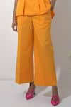 Buy_Pop Sugar_Orange 100% Cotton Solid Round Sunkissed Pleated Top With Pant _Online_at_Aza_Fashions