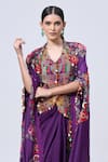 Shop_MINAXI DADOO_Purple Dupion Silk Embroidered Floral Kashmiri Butterfly Cape With Skirt _Online_at_Aza_Fashions