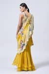 Shop_MINAXI DADOO_Yellow Dupion Embroidered Pearl Scoop Blouse Draped Skirt Set _at_Aza_Fashions