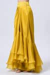 MINAXI DADOO_Yellow Dupion Embroidered Pearl Scoop Blouse Draped Skirt Set _Online_at_Aza_Fashions