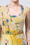 Buy_MINAXI DADOO_Yellow Dupion Embroidered Pearl Scoop Blouse Draped Skirt Set 