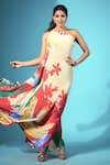 Buy_Mandira Wirk_Multi Color Viscose Crepe Printed Floral One-shoulder Maxi Dress _at_Aza_Fashions