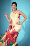 Buy_Mandira Wirk_Multi Color Viscose Crepe Printed Floral One-shoulder Maxi Dress _Online_at_Aza_Fashions