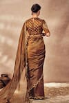 Shop_Masaba_Brown Tissue Woven Stripes Saree With Unstitched Blouse Piece _at_Aza_Fashions