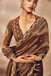 Shop_Masaba_Brown Tissue Woven Stripes Saree With Unstitched Blouse Piece _Online_at_Aza_Fashions