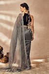 Shop_Masaba_Grey Saree Tissue Woven Stripes With Unstitched Blouse Piece _at_Aza_Fashions