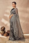 Buy_Masaba_Grey Saree Tissue Woven Stripes With Unstitched Blouse Piece _Online_at_Aza_Fashions