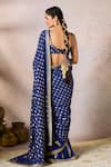 Shop_Masaba_Blue Raw Silk Print Foil Pixie Dust Whispering Lily Crushed Saree With Blouse _at_Aza_Fashions