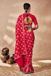 Shop_Masaba_Pink Raw Silk Mystic Whispering Lily Crushed Saree With Unstitched Blouse Piece _at_Aza_Fashions