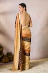 Shop_Masaba_Beige Raw Silk Print Foil Sweetheart Neck Striped Palmscape Saree With Blouse _at_Aza_Fashions