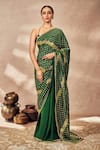 Buy_Masaba_Green Crepe Silk Print Foil Sweetheart Palmscape Crushed Saree With Blouse _at_Aza_Fashions