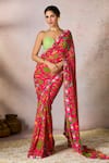 Buy_Masaba_Green Georgette Print Tropical Rhapsody Sweetheart Saree With Sequinned Blouse _at_Aza_Fashions