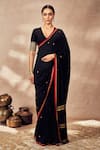 Buy_Masaba_Black Raw Silk Embroidery Coin And Gota Saree With Unstitched Blouse Piece _at_Aza_Fashions