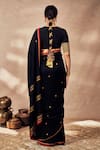 Shop_Masaba_Black Raw Silk Embroidery Coin And Gota Saree With Unstitched Blouse Piece _at_Aza_Fashions