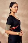 Shop_Masaba_Black Raw Silk Embroidery Coin And Gota Saree With Unstitched Blouse Piece _Online_at_Aza_Fashions