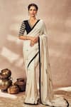 Buy_Masaba_Ivory Raw Silk Embroidery Coin Saree With Unstitched Blouse Piece _at_Aza_Fashions