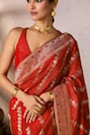 Shop_Masaba_Red Jacquard Silk Woven Chand Noor Saree With Unstitched Blouse Piece _Online_at_Aza_Fashions