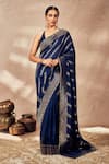 Buy_Masaba_Blue Jacquard Silk Woven Nooraniyat Saree With Unstitched Blouse Piece _at_Aza_Fashions