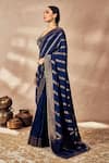 Masaba_Blue Jacquard Silk Woven Nooraniyat Saree With Unstitched Blouse Piece _Online_at_Aza_Fashions