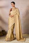 Buy_Masaba_Beige Jacquard Silk Woven Chand Jashn Saree With Unstitched Blouse Piece _at_Aza_Fashions