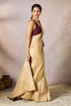 Buy_Masaba_Beige Jacquard Silk Woven Chand Jashn Saree With Unstitched Blouse Piece _Online_at_Aza_Fashions