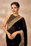 Buy_Masaba_Black Georgette Potters Touch Border Half Saree With Unstitched Blouse Piece _Online_at_Aza_Fashions