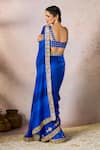 Shop_Masaba_Blue Raw Silk Embroidery Mystic Fish Motif Saree With Unstitched Blouse Piece _at_Aza_Fashions