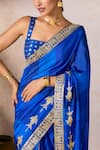 Shop_Masaba_Blue Raw Silk Embroidery Mystic Fish Motif Saree With Unstitched Blouse Piece _Online_at_Aza_Fashions