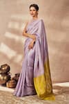 Masaba_Purple Jacquard Silk Embroidery Pixie Woven Saree With Unstitched Blouse Piece _Online_at_Aza_Fashions